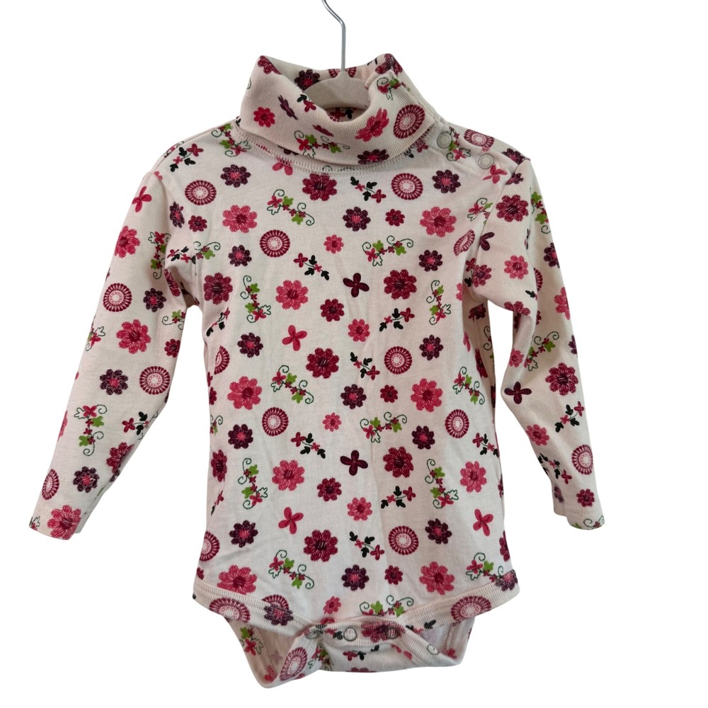 Vintage Y2K Disney Princess Floral Button Girls Turtleneck Onesie 18 months 90s